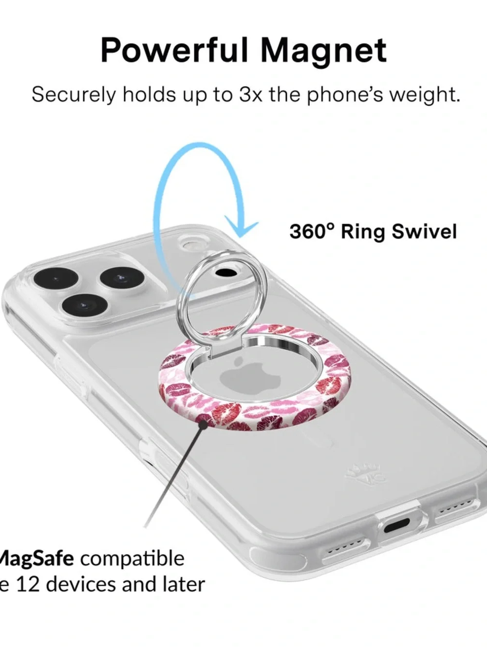 Velvet Caviar Pink lips phone case with matching MagSafe ring